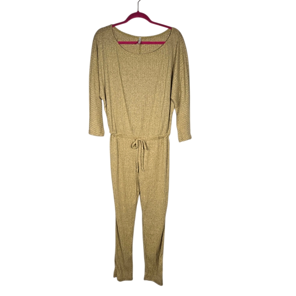 Goodtime USA Size Medium Yellow Gray Dijon One Piece Knit Jumpsuit